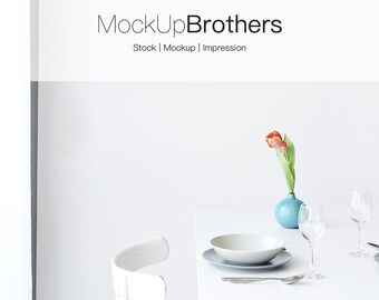 Download Free Dining room mock up Kitchen mockup with blank wall unframed mock ups high-quality mock-up kitchen table mock up room stock photography PSD Template