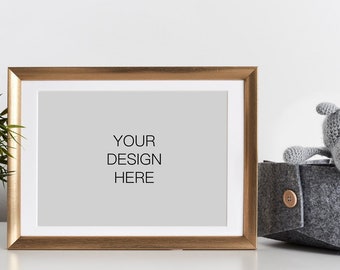 Download Free Landscape Frame mockup landscape | baby nursery mock up | Mock-up kids | Photo frame | golden frame | Gold frame mock up, empty frame, blank PSD Template
