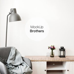 Livingroom mockup, Interior stock photography, Room mock up for painting, Wall art mockups, Scandinavian styled image, Blank white wall 147