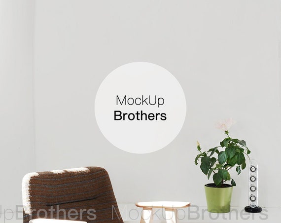 Living Room Mockup With Chair Empty Wall Mock Up