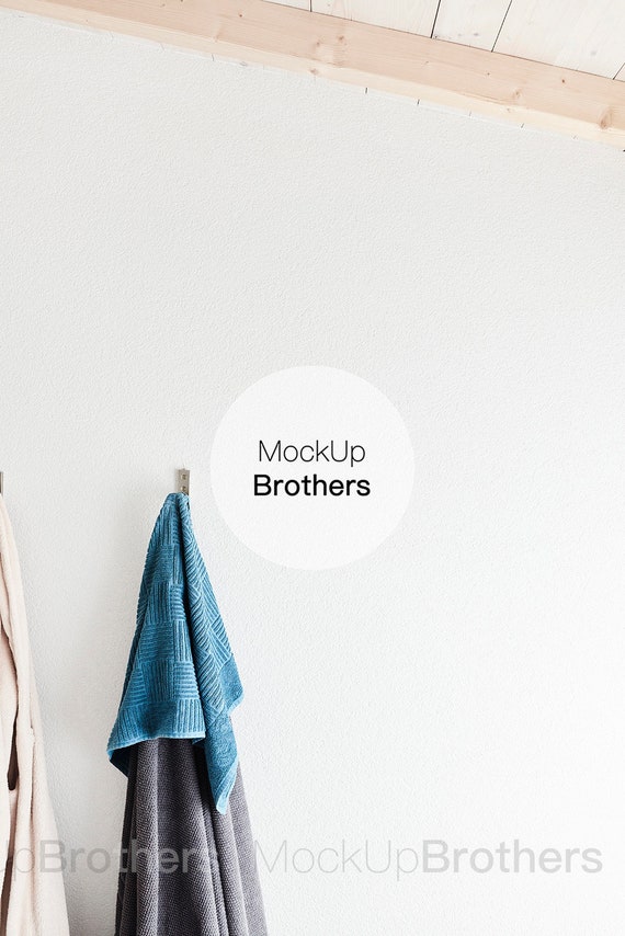 Bathroom Mockup Scandinavian Spa Mockup Towel Mockup Stock Photo