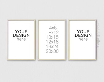 Download Three Portrait Frame Mockup 8x12 Brown Wood Triple Frame Mock Up 20x30 Poster Frame Mockup 16x24 Triple Poster Mock Ups Brightwood P32 3 Free Logo 3d Mockups PSD Mockup Templates