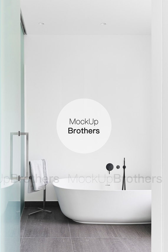Download Bathroom Wall Mockup Bathroom Mock Up Spa Mock Up Modern Etsy