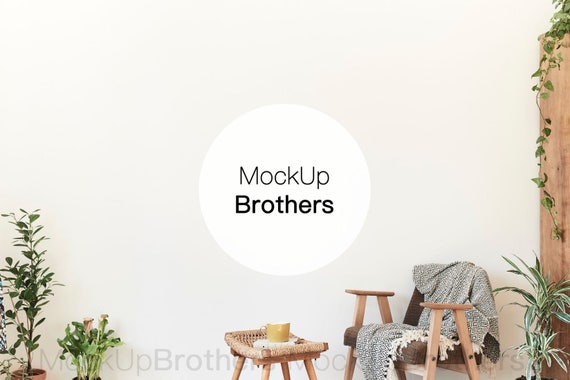 Living Room Mock Up White Wall Mockup Mockup With Green Etsy