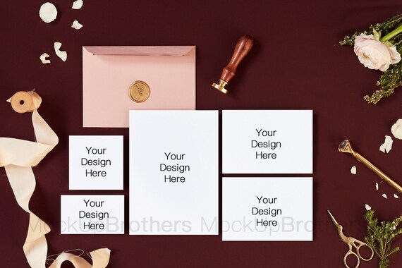 Download Stationery Mockup Wedding Invitation Mockup 5x7 Card Mockup Etsy PSD Mockup Templates