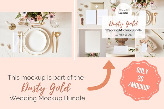 Wedding Menu Mockup Menu Card Mock Up Dish Mockups Gold Etsy
