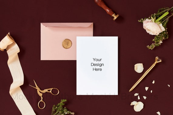 5x7 Card Mockup Wedding Invitation Mock Up Stationery Etsy