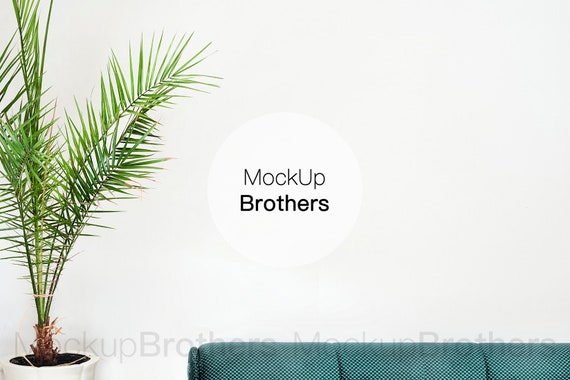 Download Mockup For Paintings Tropical Home Mockups Green Sofa Mock Etsy