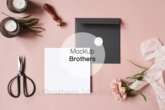 Card Mockup Square Card Mockup Blank Card Mockup Wedding Etsy