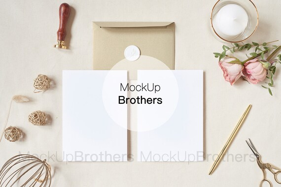 Two Cards Mockup Stationery Mockup 5x7 Wedding Etsy