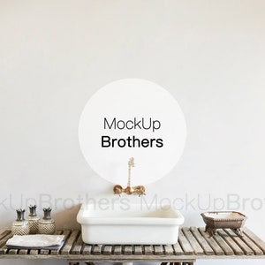 Bathroom mockup, Nordic interior mock up, Wall art mock ups, Stock photo, Natural image, Shower mockup, Toilette mock-up, With tap, 198