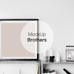 Square Frame mockup | Office mock-up | black frame mockup | loft mock-up | stock photography | real photo mock up | empty frame mock ups O03