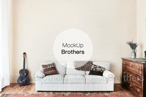 Farmhouse Wall Mockup Living Room Mock Ups Fine Art Mockup Etsy