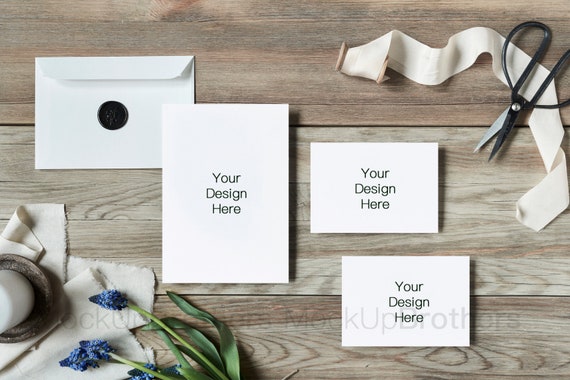 Download Rustic Card Mockup Wedding Invitation Mockup Rsvp Card Mock Etsy PSD Mockup Templates