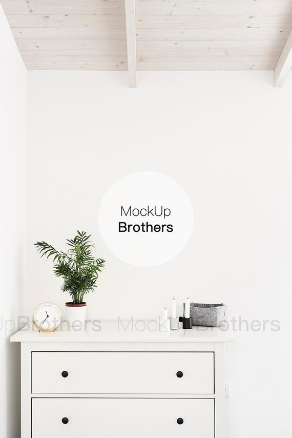 White Empty Wall Mockup Without Frame Minimalist Bedroom Mock Etsy