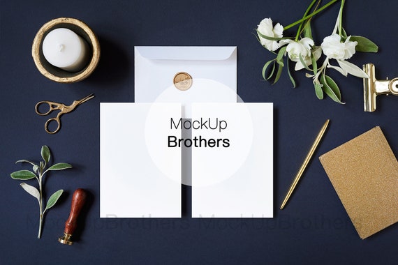 5x7 Wedding Invitation Mockups Two Cards Mockup Etsy