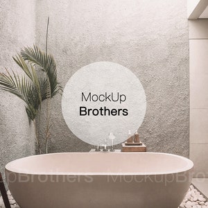 Bathroom wall mockup\ bathroom mock up\ spa mock up\ modern interior mockup\ shower mockup\ wall art mockups\ tropical bath mockup\ 02