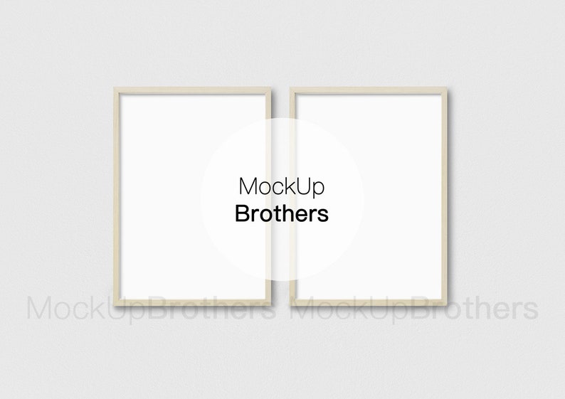 A3 poster frame mockup brightwood P2A4 A4 brown wood double frame mock up Two wooden frame mockup twin poster frame mock ups