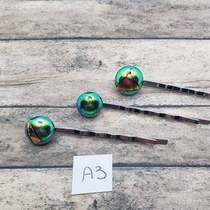 Glass Bobby pins, hair jewelry, 3 piece set hair accessories, prom hair accessories, hair barrettes, unique hair accessories, bobby pin set
