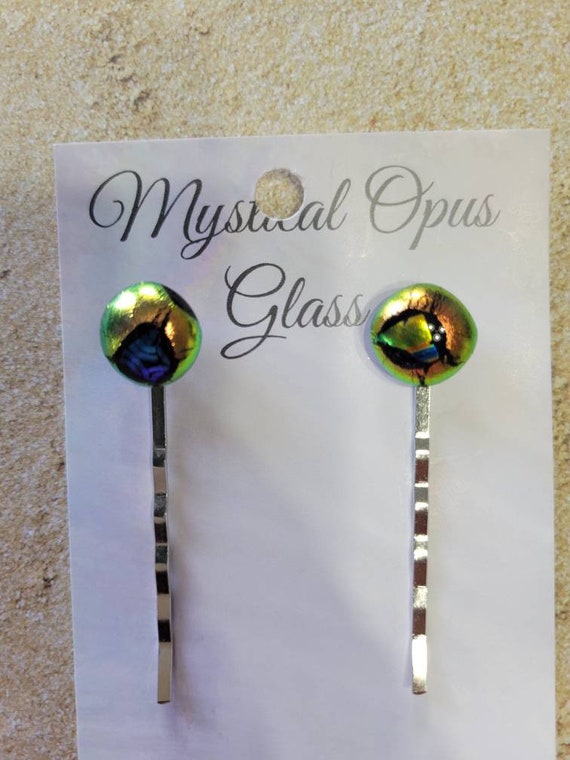 Fused Glass Bobby Pins, Hair Jewelry, Hair Accessories, Prom  display picture 2