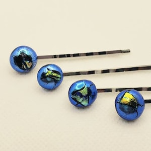 Fused glass bobby pins, hair jewelry, hair accessories, prom hair accessories, hair barrettes, unique hair accessories, 4 piece hair pin set