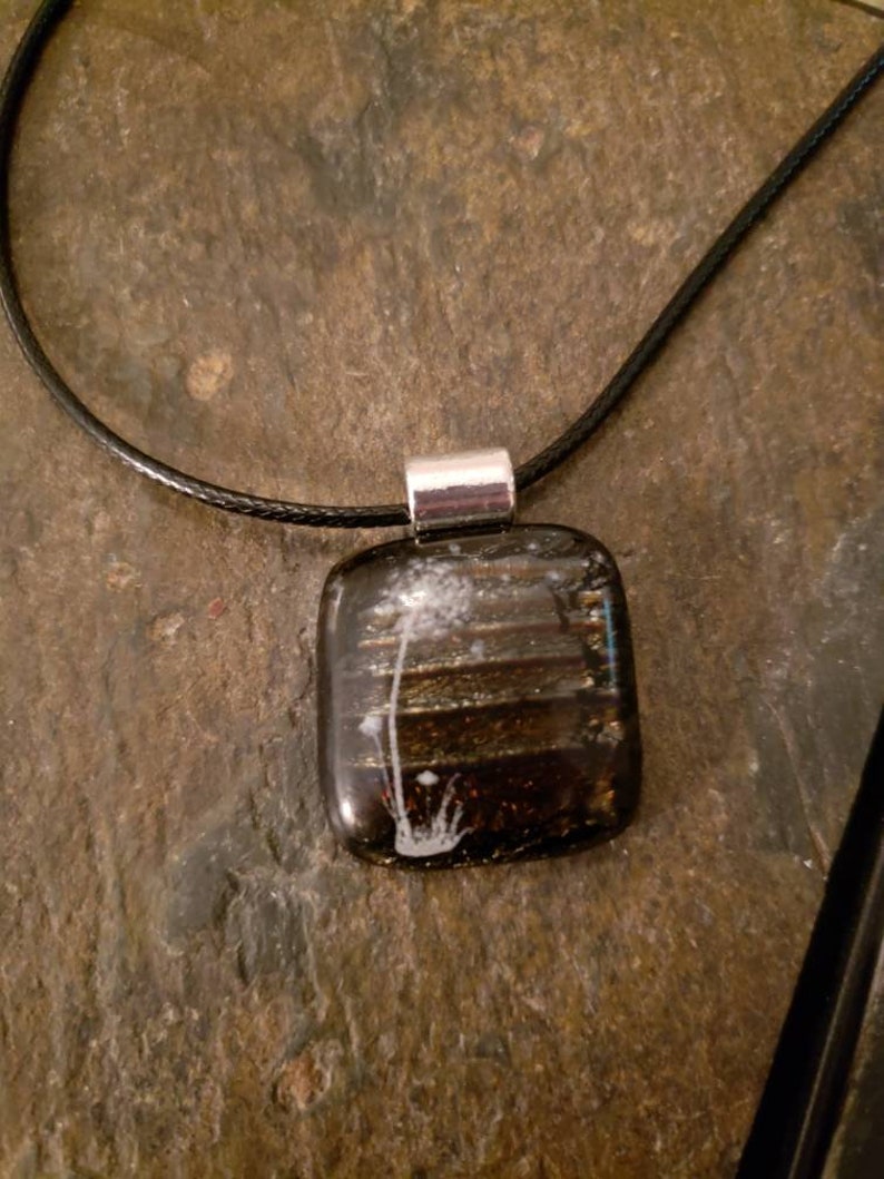 Dichroic fused glass pendant fused glass jewelry boho pendant nature jewelry Dandelion pendant