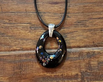Fused glass jewelry,Boho necklace, handmade pendant, Fused glass pendant, dichroic glass pendant, sparkling pendant, rainbow pendant