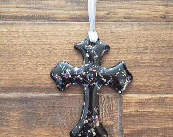 Fused glass cross,religious decor,small cross,hanging cross, baptismal gift,glass cross,confirmation gift, religious gift,Christmas ornament