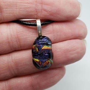 Fused glass jewelry,  unique pendant, small pendant, dichroic glass pendant, Rainbow necklace, handmade jewelry, casual necklace