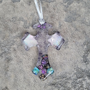 Fused Glass Cross, cross , religious decor, small cross , hanging cross, baptismal gift, glass cross, confirmation gift, house warming gift