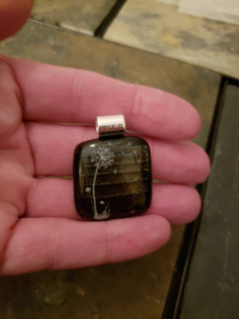 Dichroic fused glass pendant fused glass jewelry boho pendant nature jewelry Dandelion pendant
