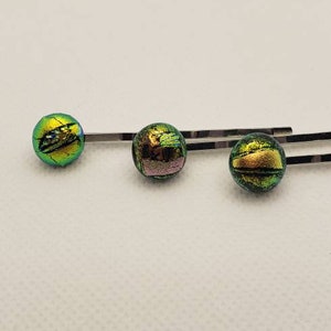 Fused glass bobby pins, hair jewelry, hair accessories, prom hair accessories, hair barrettes, unique hair accessories, 3 piece hair pin set