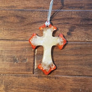 Fused Glass cross, religious decor, small cross, hanging cross, baptismal gift, glass cross,  memorial cross, handmade cross, religious gift
