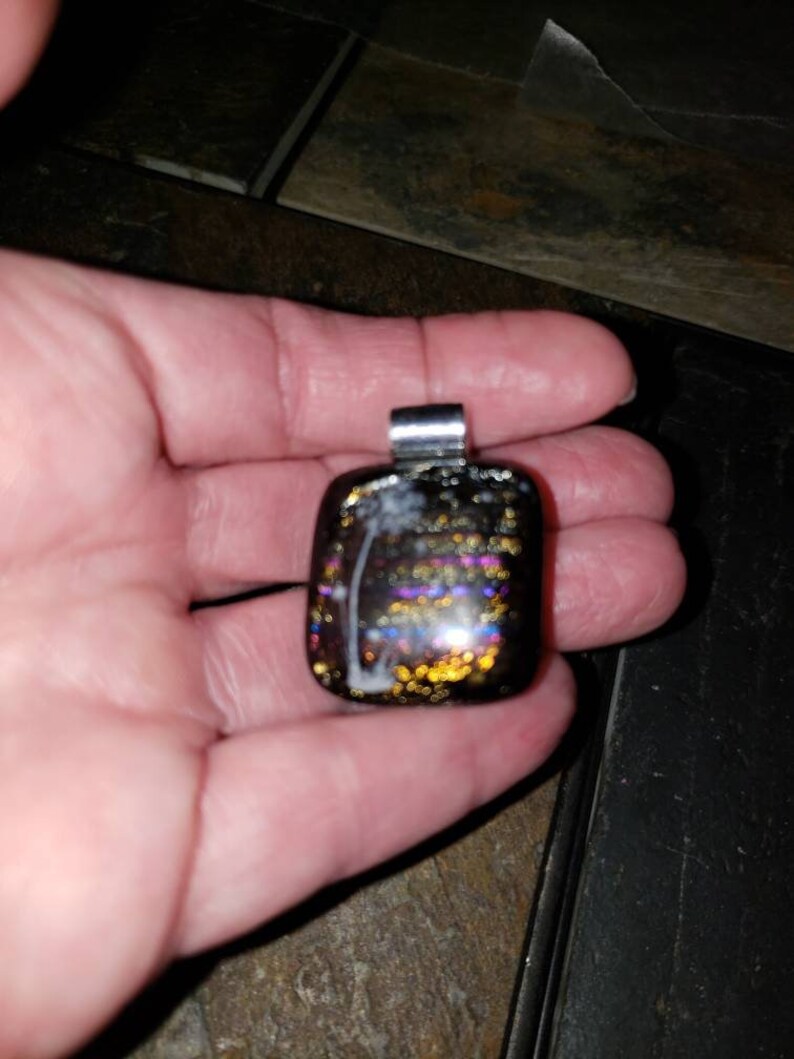 Dichroic fused glass pendant fused glass jewelry boho pendant nature jewelry Dandelion pendant