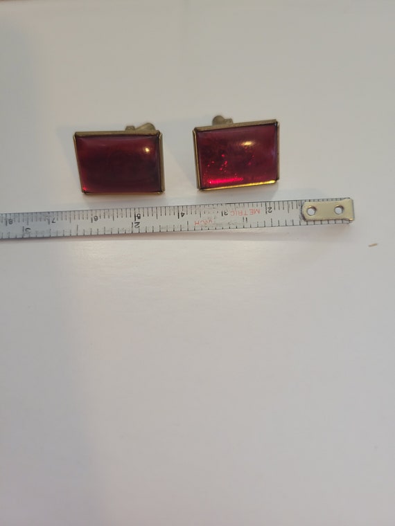 vintage red glass cuff links