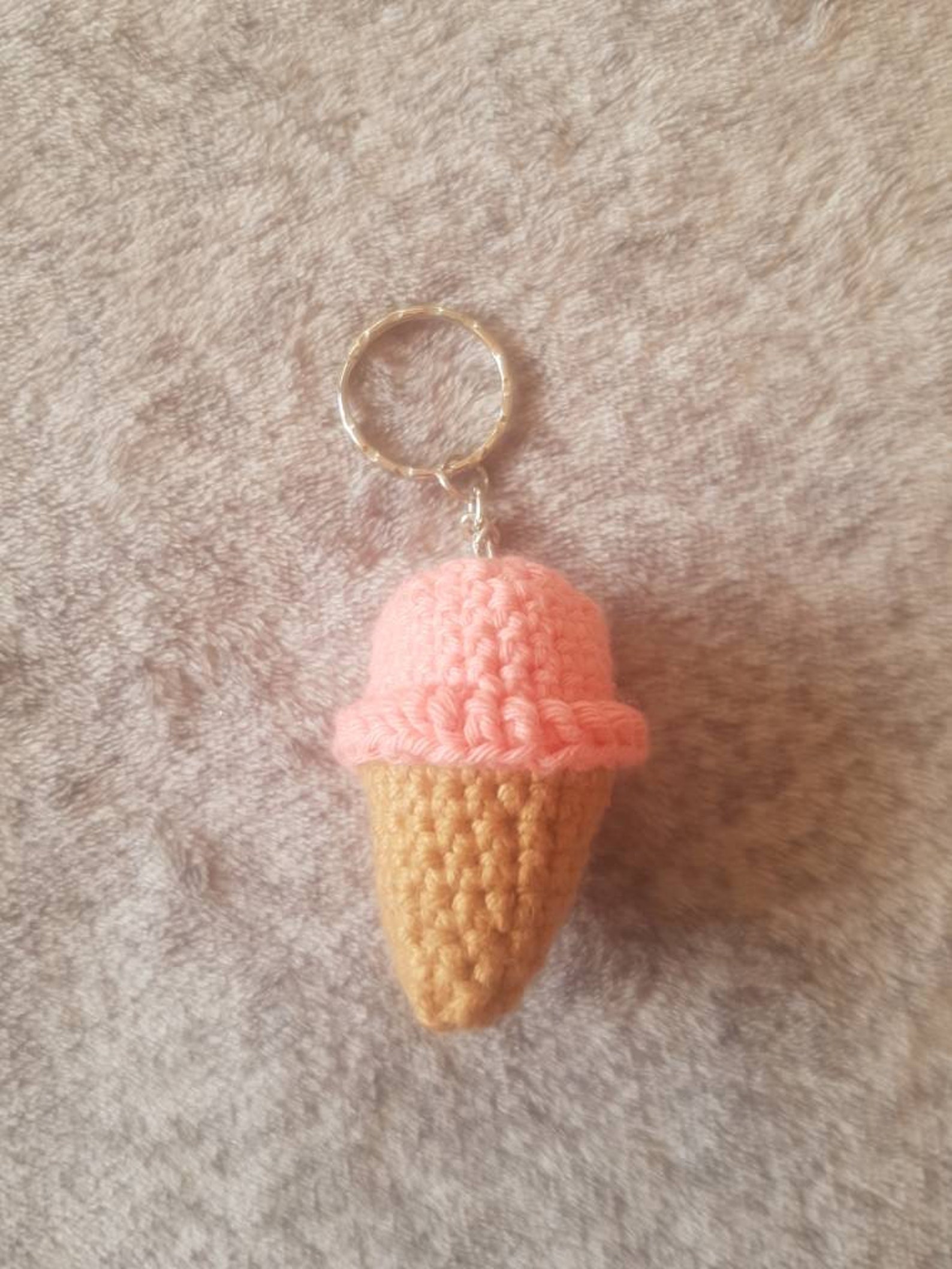 Mini crochet ice cream cone keychain Etsy