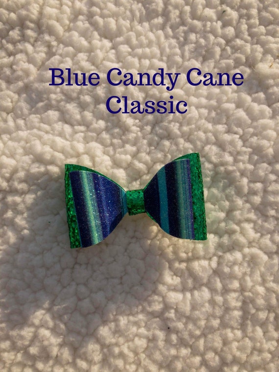 Candy Cane Double Bows Hair Band Hair Bow Glitter Blue Etsy
