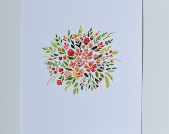 8x10 in. Watercolor Print - Vibrant Pink Floral Print - Watercolor Art