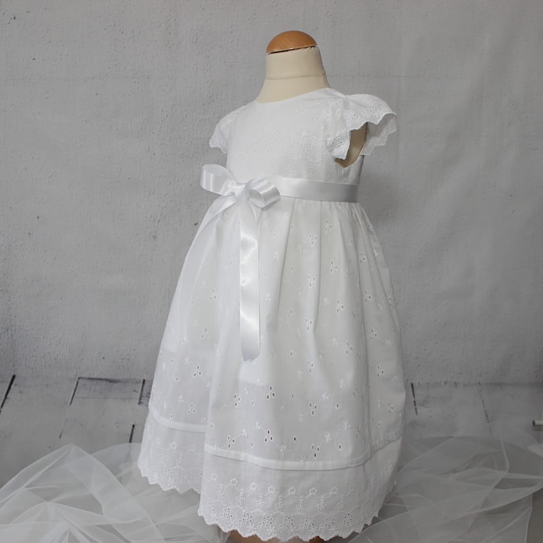 Toddler Dress Baptism Dress Embroidered christening gown Blessing Dress Eyelet Baby Dress LaceBaptism Gown White Baby Dress