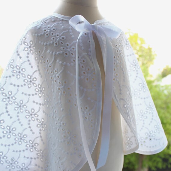 Eyelet Christening Capebaptism Capewhite Christening Baby Etsy