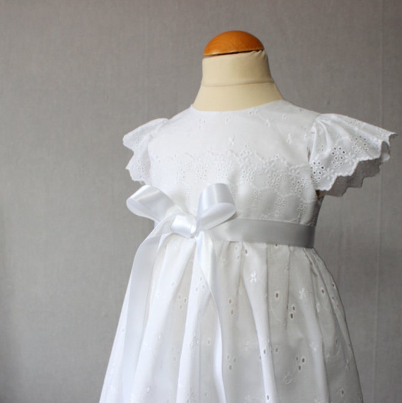 Toddler Dress Baptism Dress Embroidered christening gown Blessing Dress Eyelet Baby Dress LaceBaptism Gown White Baby Dress