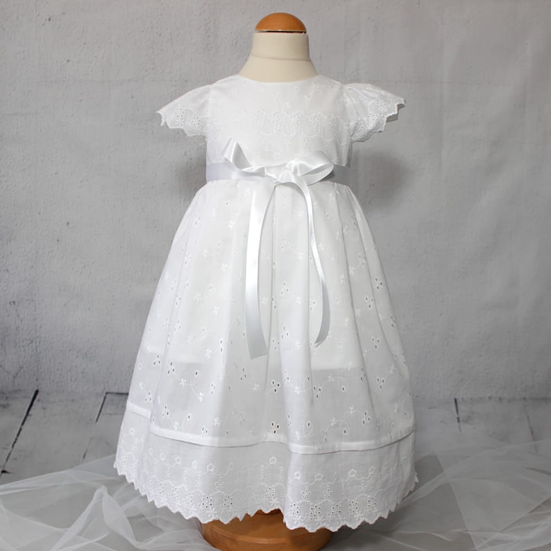 Toddler Dress Baptism Dress Embroidered christening gown Blessing Dress Eyelet Baby Dress LaceBaptism Gown White Baby Dress