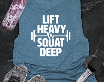 Heben Sie das schwere Squat Deep Frauen Muskel Tank Workout Shirt