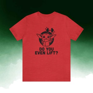 Star Wars Baby Yoda Lifting Unisex T-Shirt Heather Red