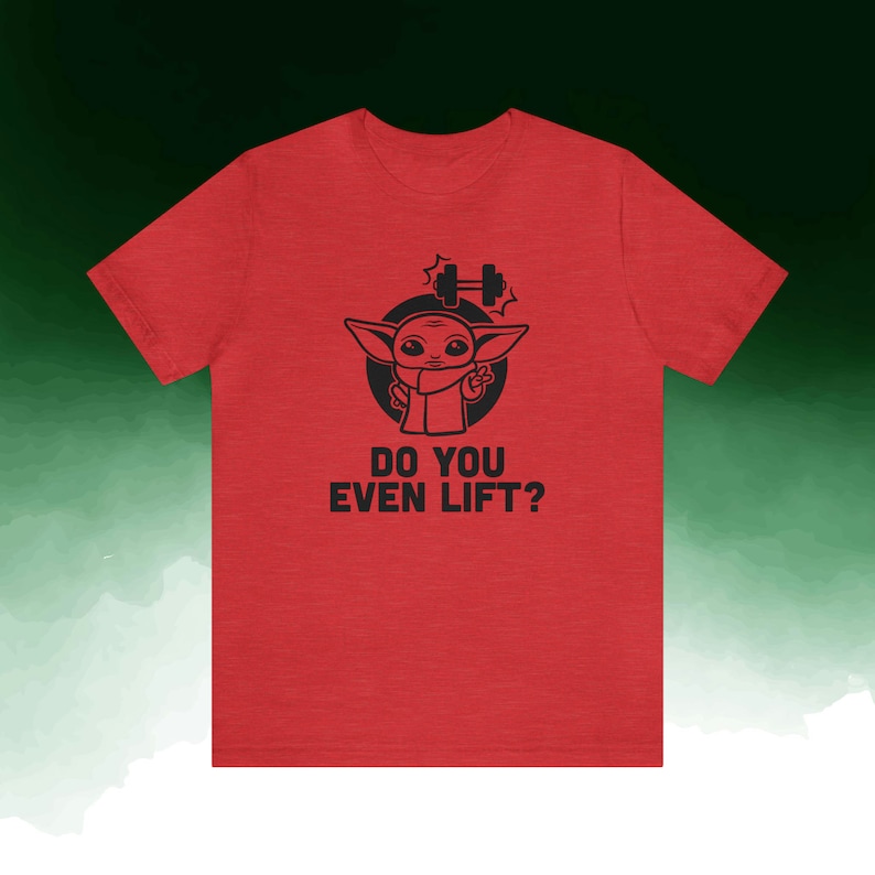 Star Wars Baby Yoda Lifting Unisex T-Shirt Heather Red
