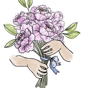 Peony bunch digital print