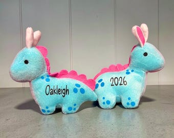 Personalized Dino Bunny Ears Stuffed Animal | Easter Basket Filler Toy