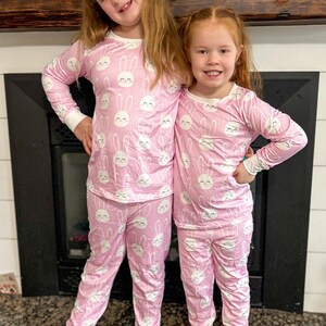 Easter Bunny Sibling Pajamas, Girls and Boys Spring Lounge Sets image 8