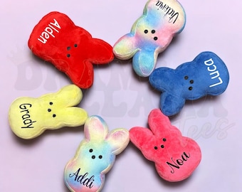 Personalized Plush Bunnies | Kids Easter Basket Fillers | Party Favors | Rainbow Bunnies | Solid Bunnies | Tie Dye | Name Plush