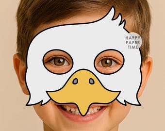 Adler-Papiermaske, Kostüm, amerikanische Tierbastelidee, Partygeschenk, US-Maske zum Ausdrucken – Sofort-Download (PDF)